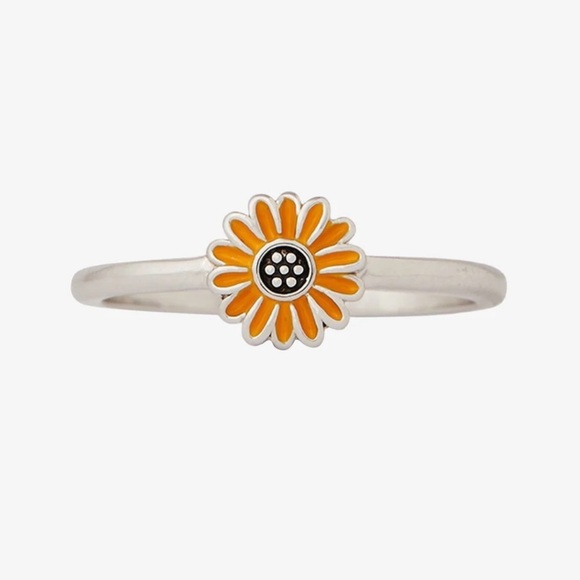 NWT Pura Vida Enamel Sunflower Ring in Silver - Picture 3 of 4